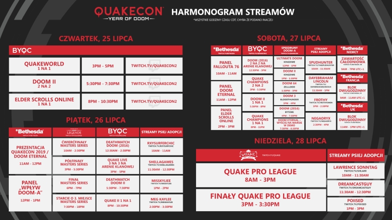 QuakeCon 2019 harmonogram