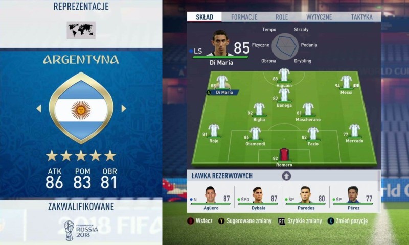 Argentyna w FIFA 18 World Cup Russia 2018