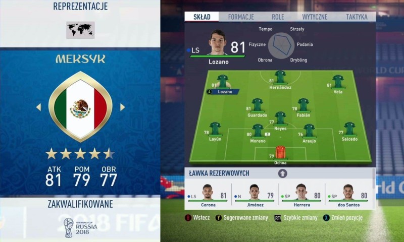 Meksyk w FIFA 18 World Cup Russia 2018
