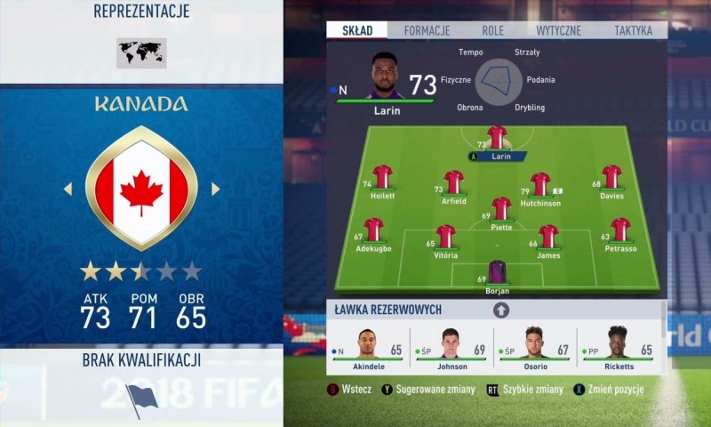 Kanada w FIFA 18 World Cup Russia 2018
